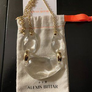 Alexis Bittar Clear Liquid Lucite Abstract Trio Link Bib Necklace
